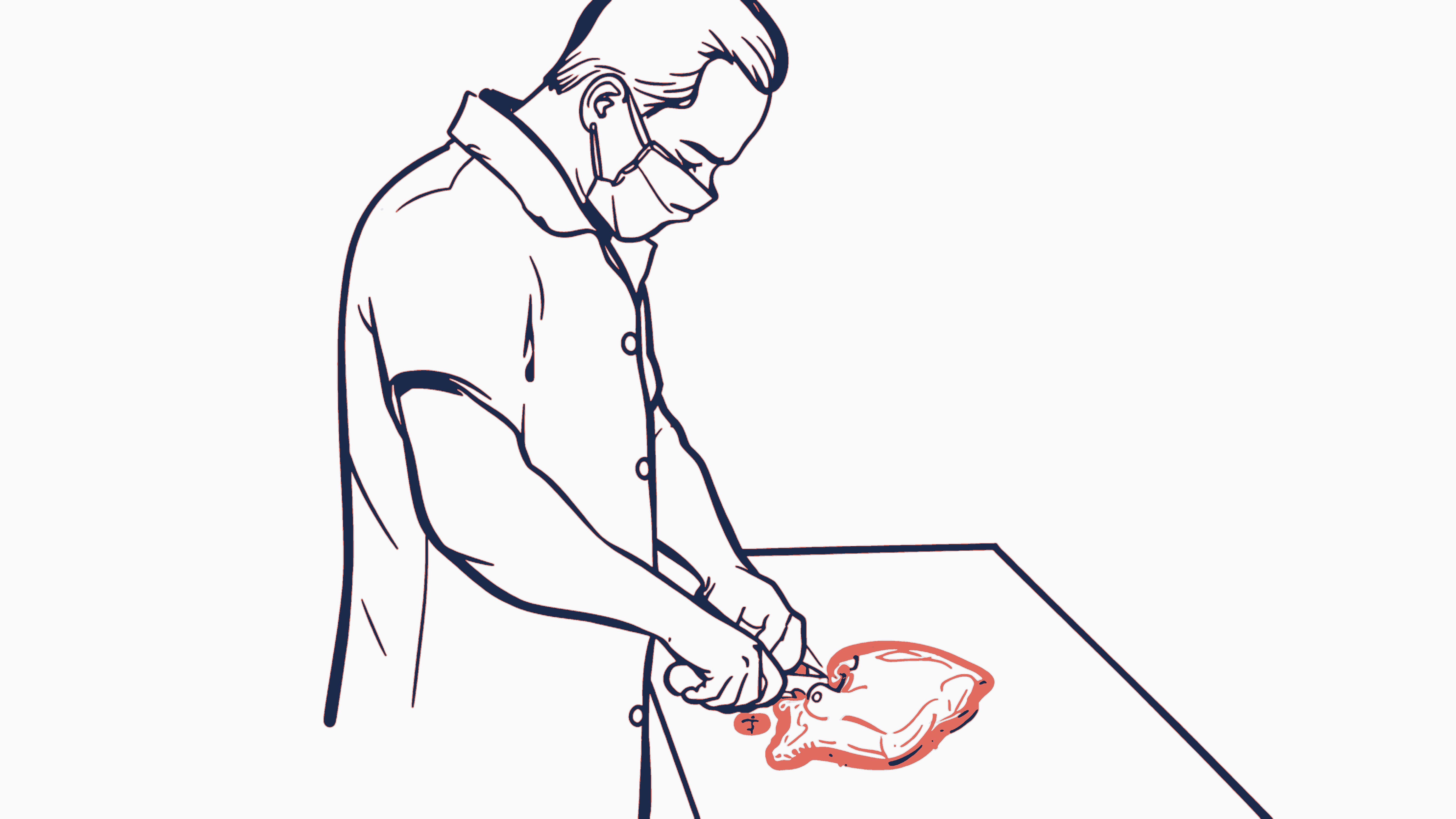 Surgeon preparing meat