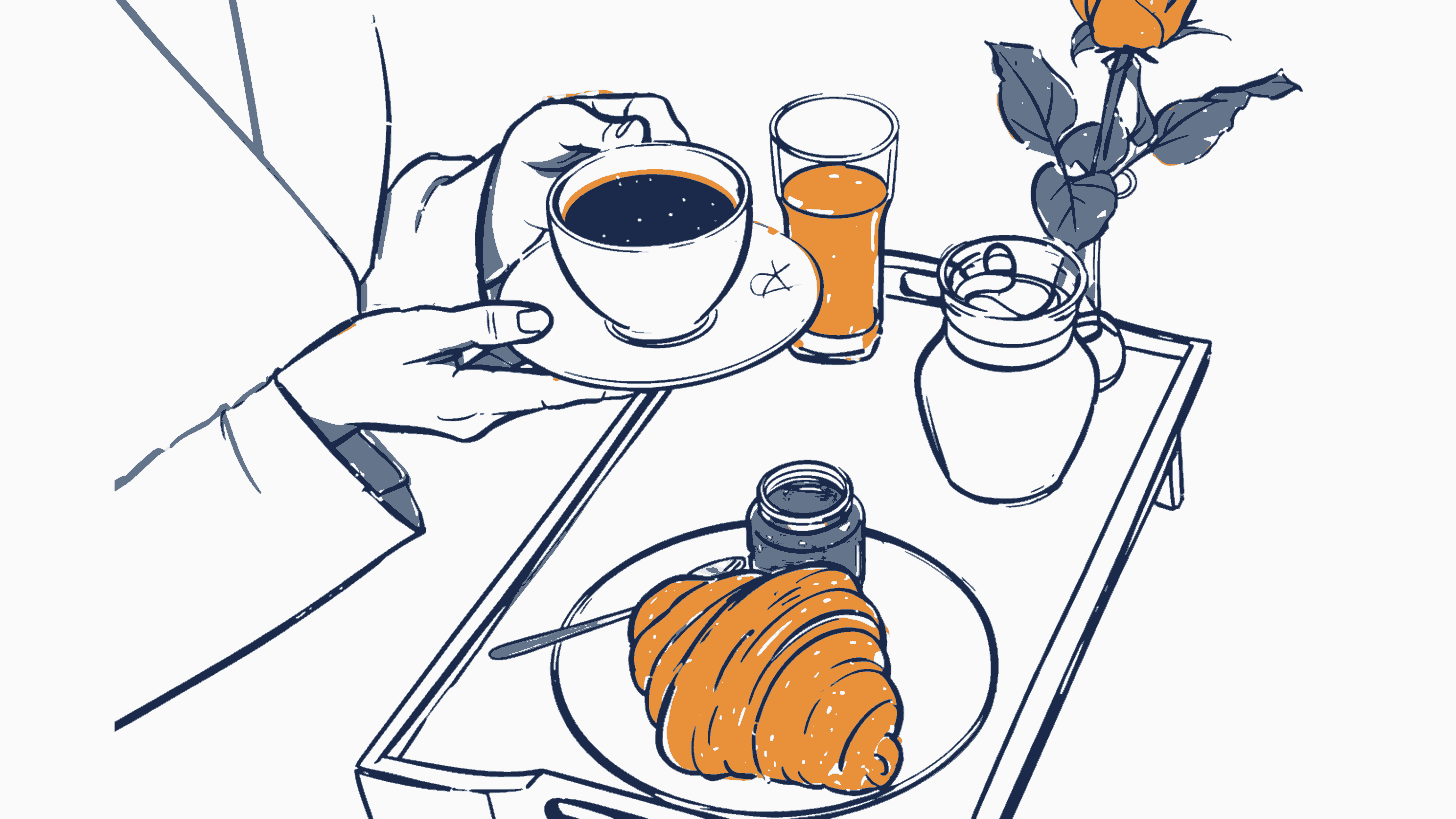 Breakfast tray hands