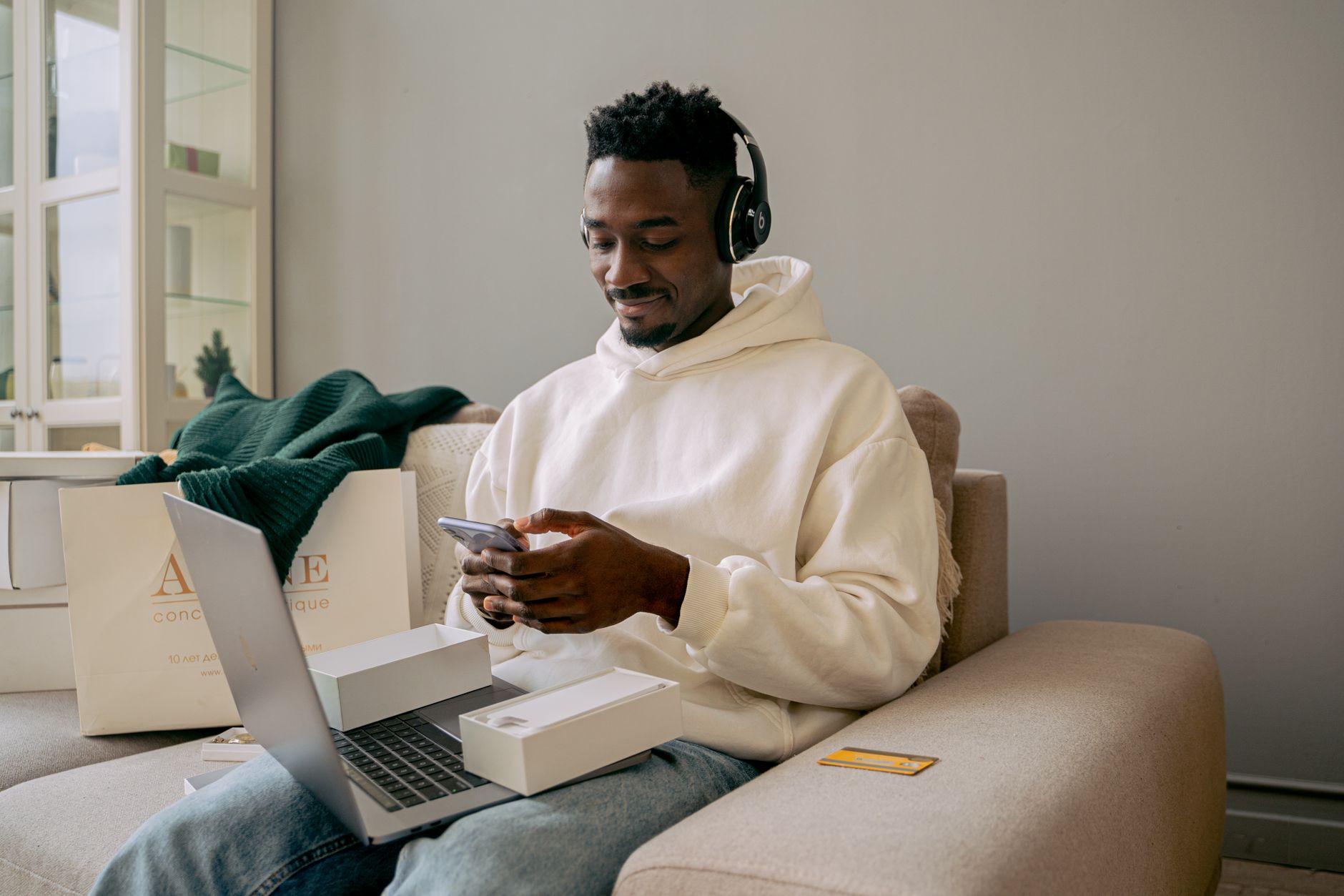A customer browsing products before making a purchase