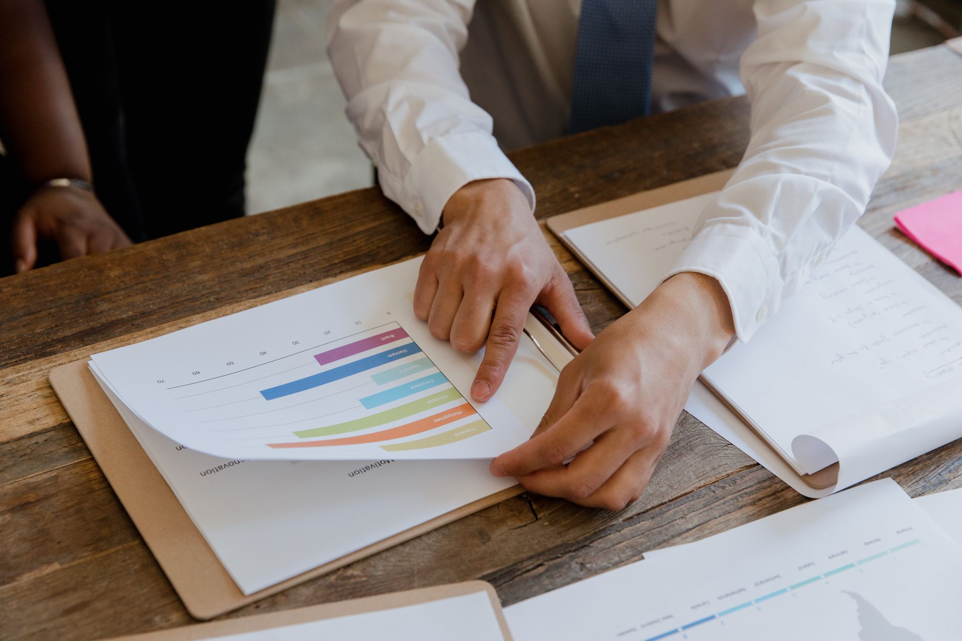 An owner checking monthly sales figures against visitor numbers