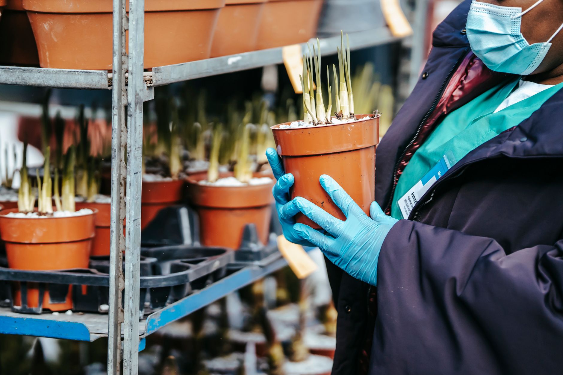 A garden centre worker helping a new customer with equal care
