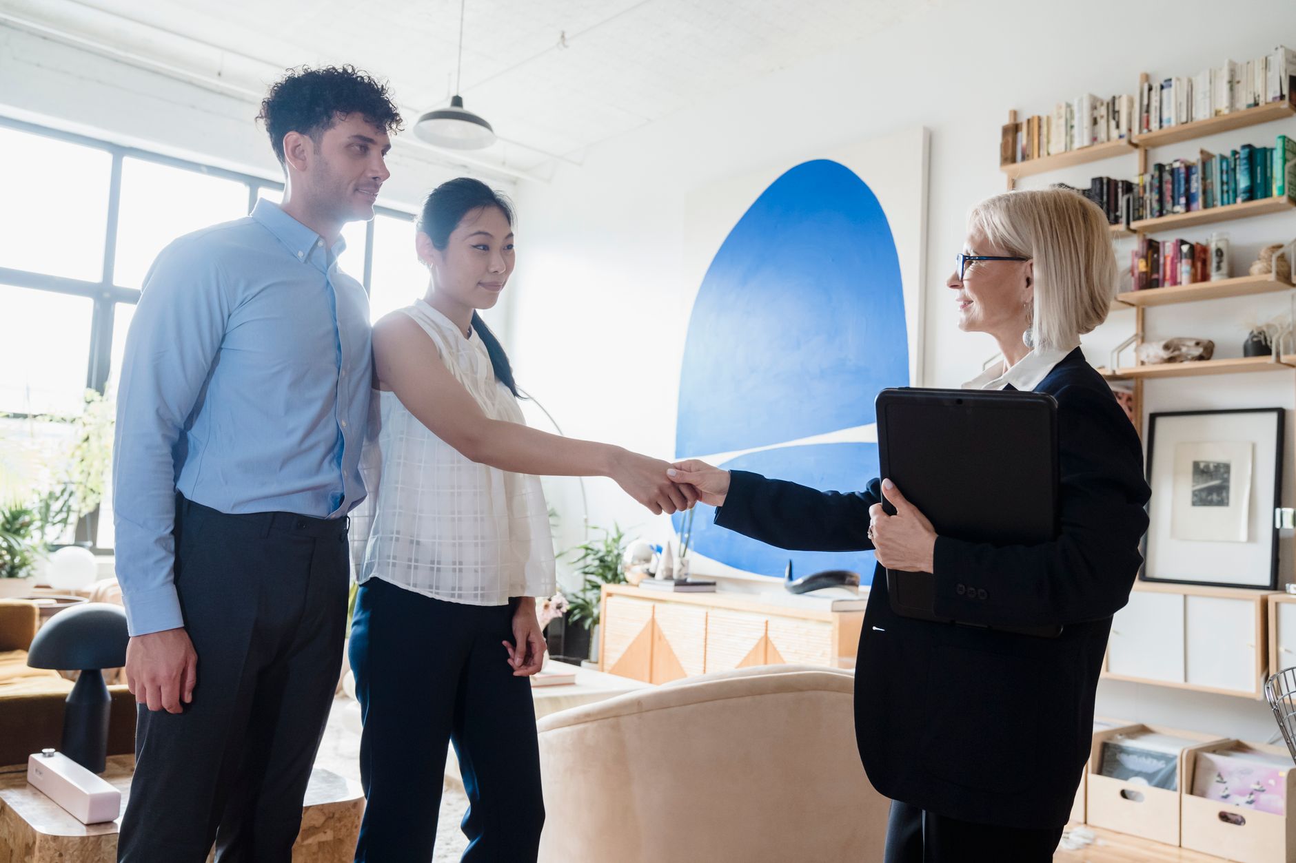 A consultant meeting a new client for the first time