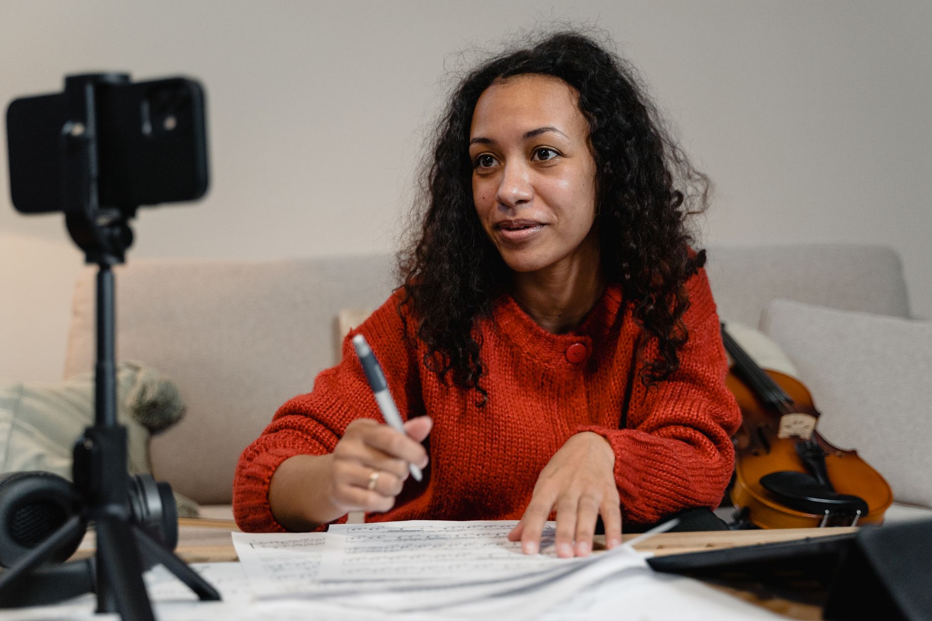 An online course creator preparing a lesson for students