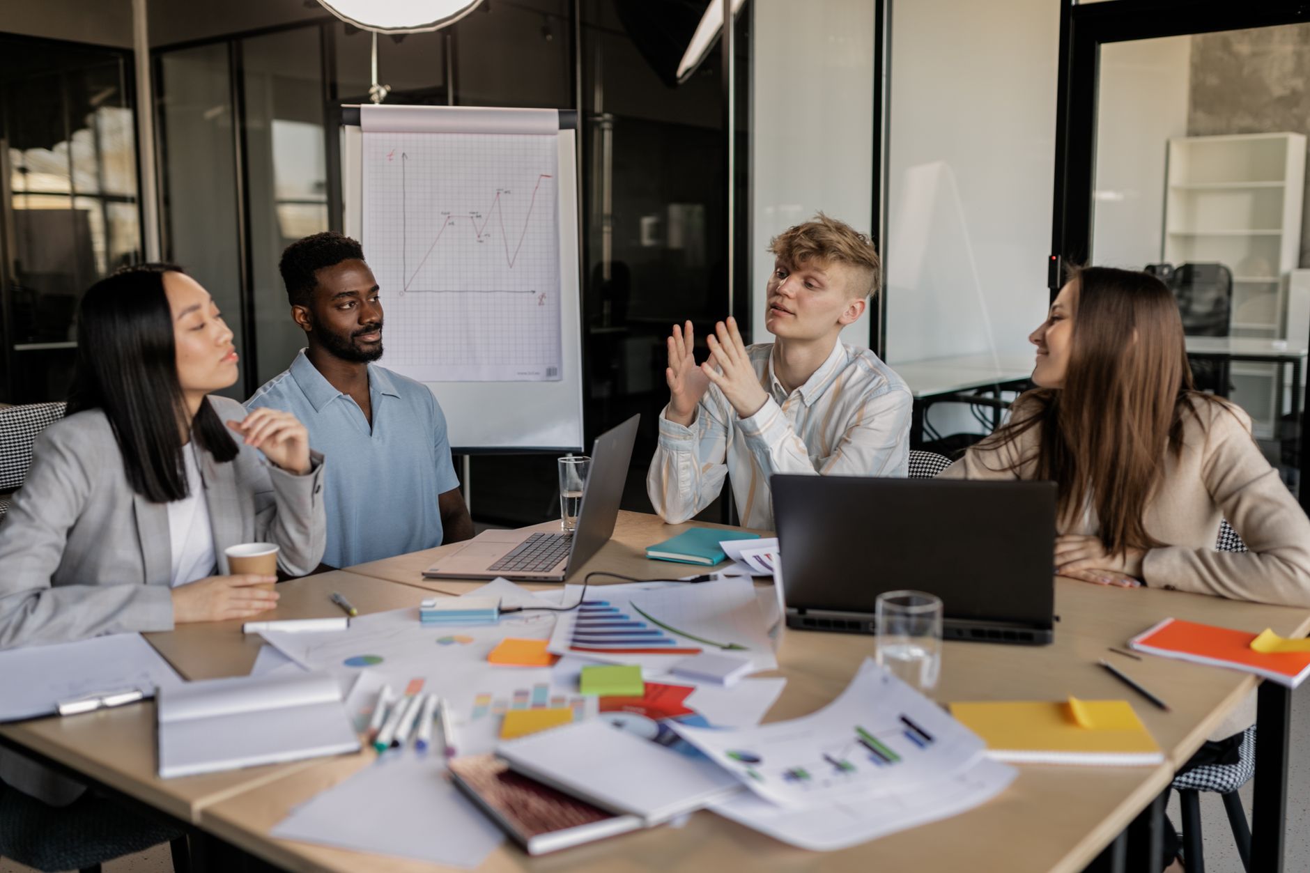A founder explaining a content plan to a small software team