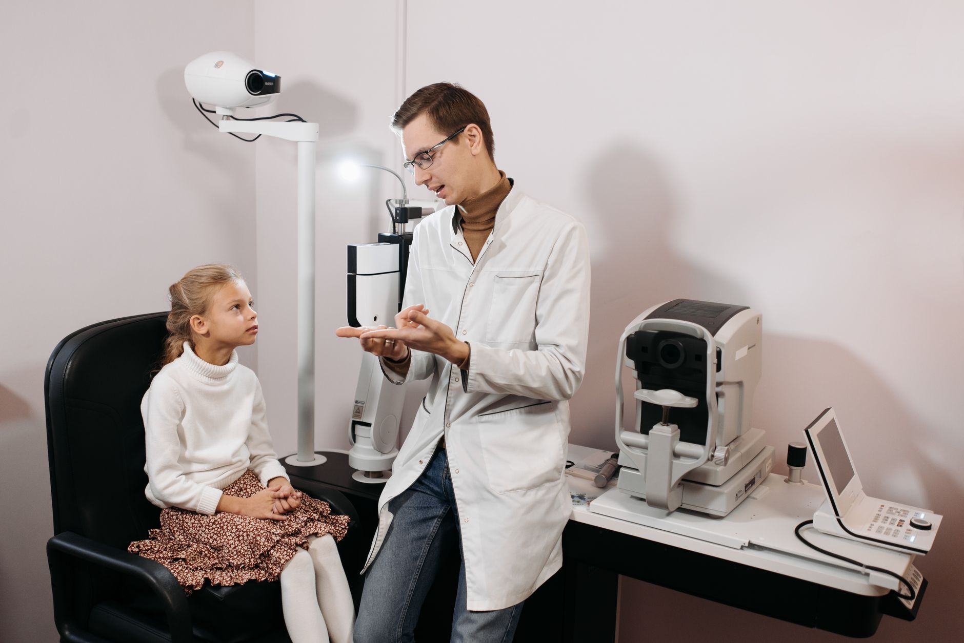 An optician giving a short talk on eye health to a local group