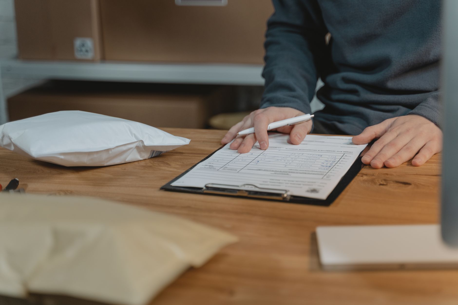A business owner working through a structured goal on paper