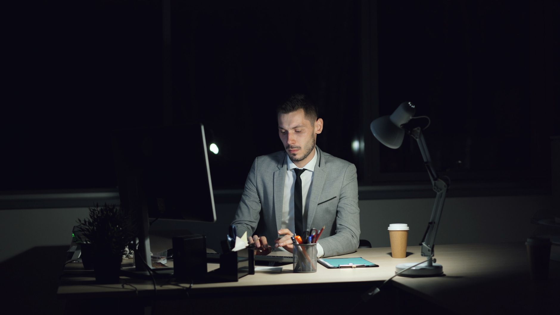 A small business owner thinking through their marketing in the evening