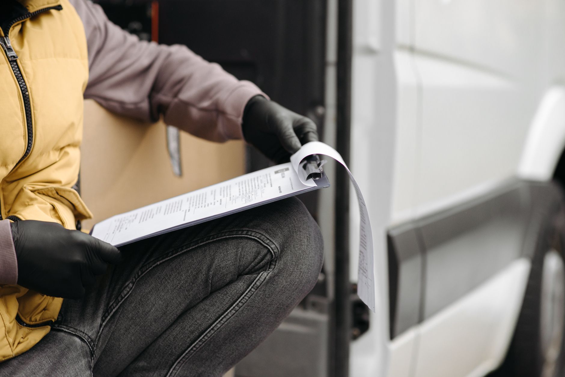 A tradesperson grabbing a quick moment for marketing between jobs