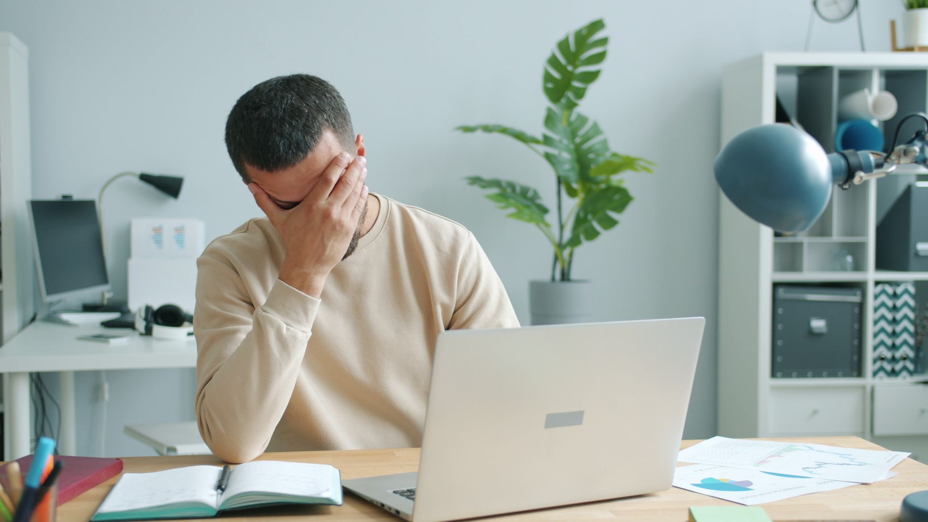 A shop owner overwhelmed by too many marketing ideas at once