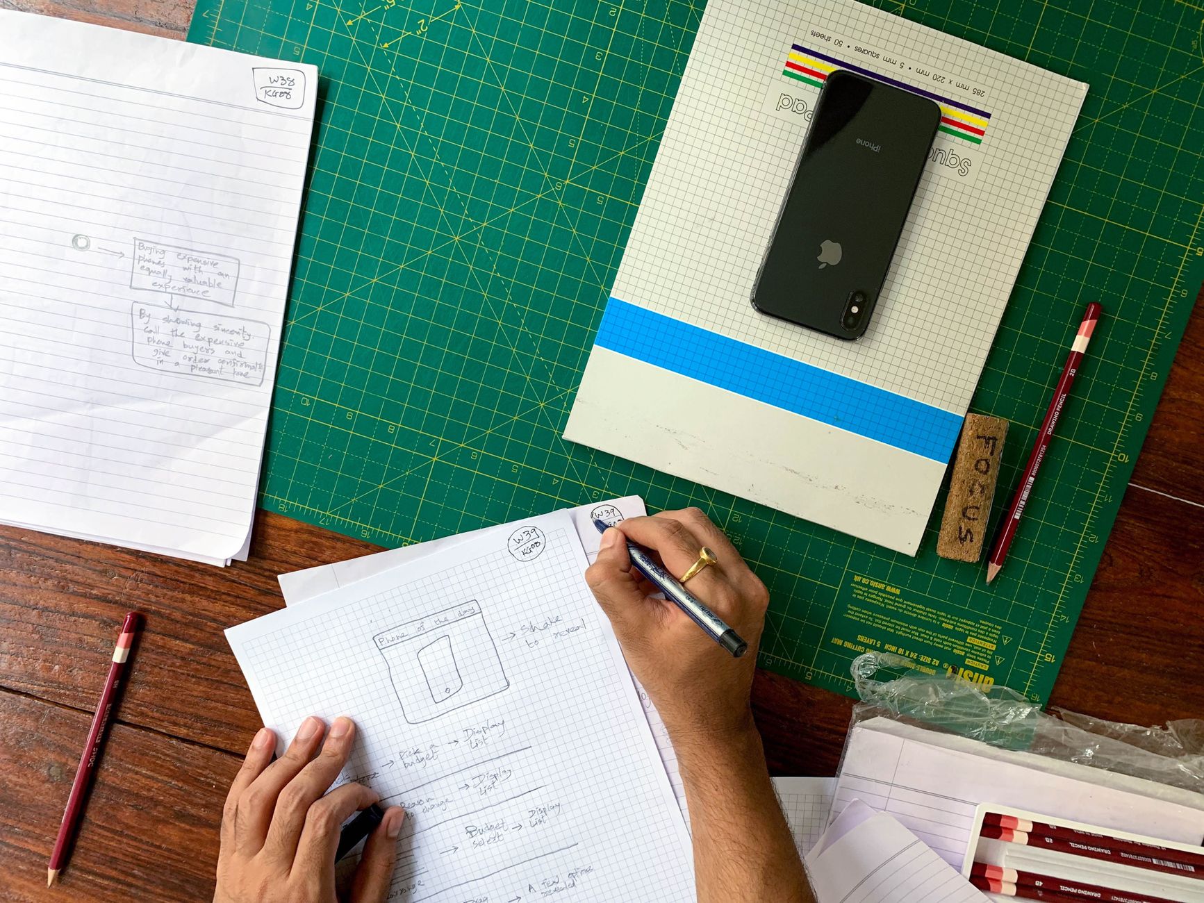 An owner sketching out a simple, consistent brand look